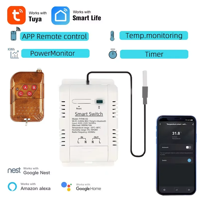 Tuya Wifi 16A/20A Smart Temper - Sonoff Basic Switch incelemesi ve fiyatı