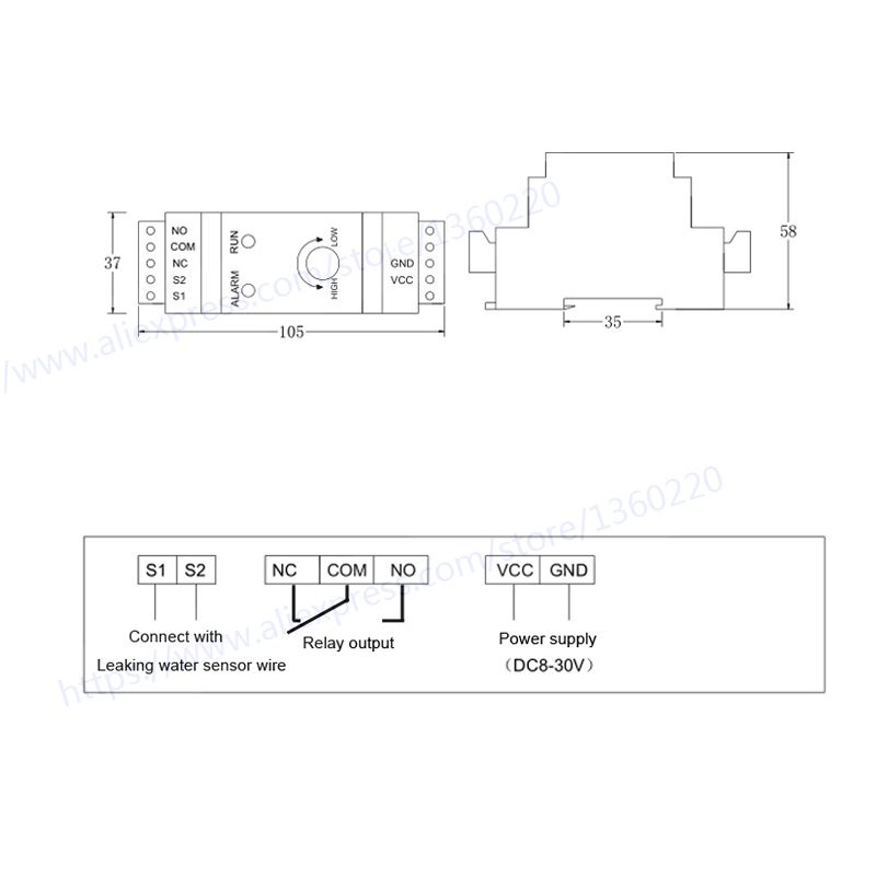 with 2m sensor wire 35mm Din l - Water Leak Detector Wired incelemesi ve fiyatı