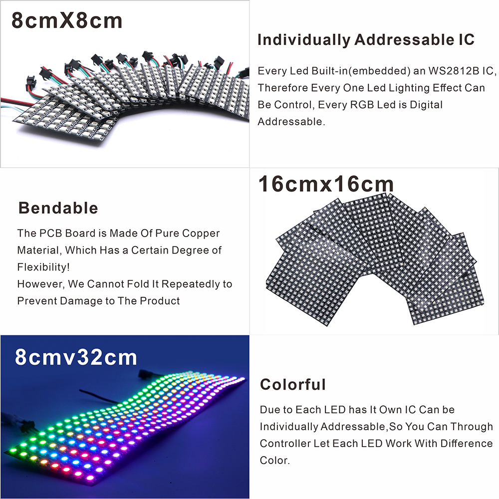 WS2812B SMD5050 RGB Panel LED  - Rgb Led Matrix 8X8 incelemesi ve fiyatı